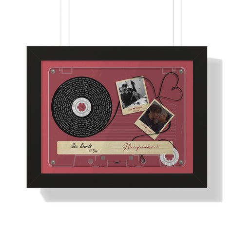 Cassette -- Erie & Aniyah 11:38pm -- Black framed 12x186 -- Printify