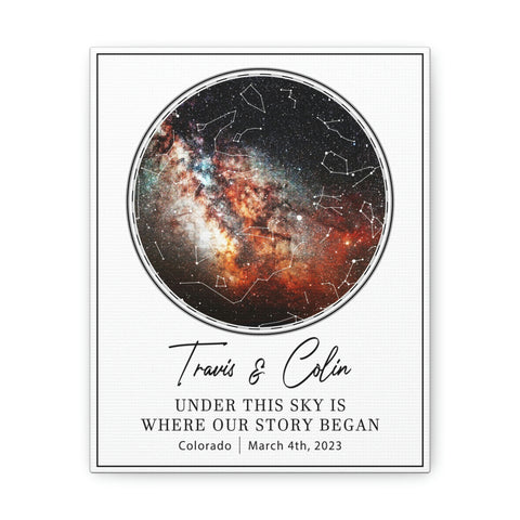 Printify Canvas Gallery Wraps 8x10 - Travis & Colin - Colorado | March 4th, 2023 - Star 7 Love Under Sky Nights