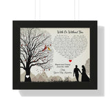 Printify Black Framed 14x11 Poster - With or Without You - Wayne and Tracey June 29, 1985