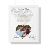 Lyrics Song -- Black framed poster/ 16"x20" -- Jeffrey & Kristy