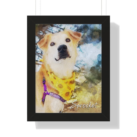 Dog Watercolour poster -- Sprocket -- Black Framed 12”x16" -- Printify
