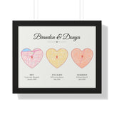 Met Engaged Married Maps -- Black framed poster/ 16"x20" -- Brandon & Donya