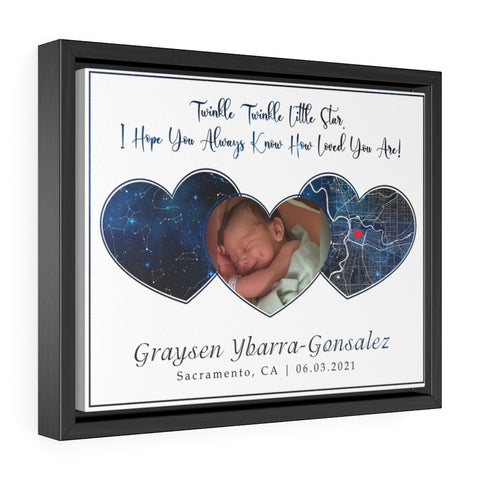 Stars Map -- Black Framed Canvas Wraps 11"x14" -- Graysen Ybarra-Gonsalez
