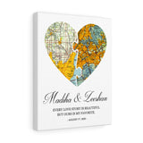 Map poster -- Madiha & Zeeshan -- Canvas 11x14 -- Printify
