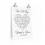 Lyrics Song -- poster/ 11''x14'' -- Robert & Jessica