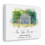 Printify Canvas Gallery Wraps 10x8 - The Lake House - House Watercolour Painting