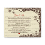 Lyrics Song -- Canvas 8"x10" -- You & Me (Dave Matthews Band)