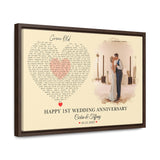 Printify Gallery Canvas Wraps Walnut Frame 18x12 - Grow Old Corbin & Tiffany - Happy 1st Wedding Anniversary