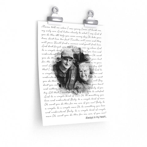 Simple Men Lyrics -- poster/ 9''x11'' -- Always in my heart..