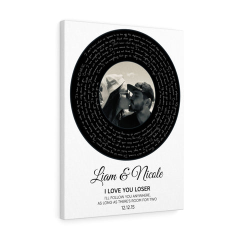Vinyl -- Liam and Nicole 12.12.15 -- Canvas 18x24 -- Printify