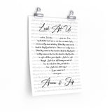 Lyrics Song -- poster/ 11''x14'' -- Anna & Skip