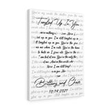 Lyrics -- Brittany and Chase 10/14/2021 -- Canvas 18x24 -- printify