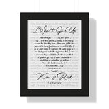 Lyrics -- Kim & Rick 9.25.2020 -- Black framed 11x14 -- Printify