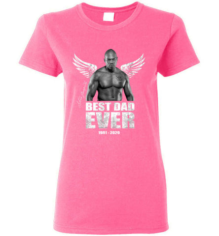 Shad Gaspard Best Dad Ever --Ladies Gildan Short-Sleeve Tee -- Pink--1.2--teescape
