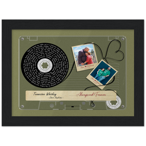 Cassette -- Boz and Rebecca 03-17-2017 -- Black framed 6x8 -- Gelato