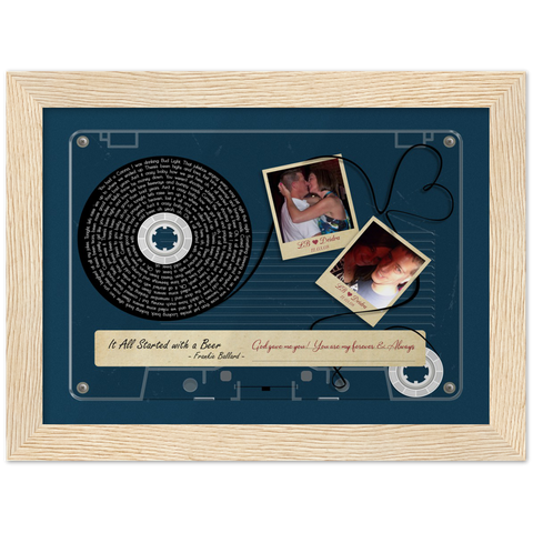 Cassettes-Tape Prints -- Black Framed 6”x8” -- LB & Deidra