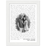 Lyrics Song -- White Framed poster / 6”x8” --  Joe & Kristen