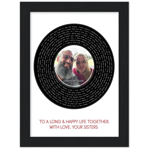 Song Record -- Black Framed poster / 6”x8” -- Jason & Tanya