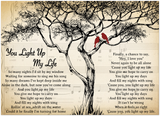 Music Song Lyrics -- Unframed 5''x 7'' -- You light up my life