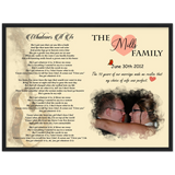 Lyrics -- The Mills Family June 30th 2012 -- Black framed 18x24 -- Gelato