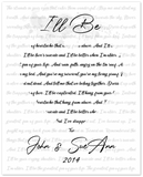 Music Lyrics Song --  Unframed 16''x20'' -- John & SueAnn
