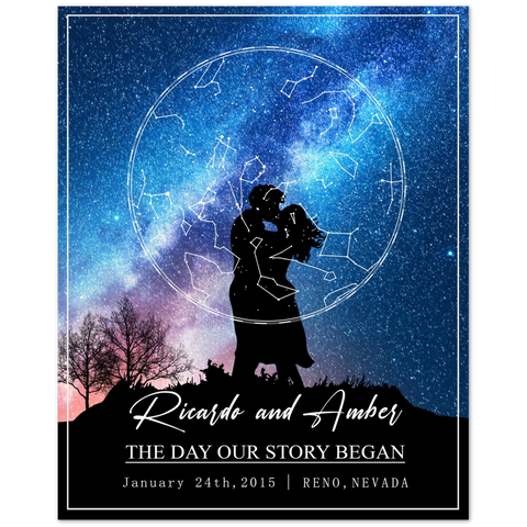 Star map -- Amber and Ricardo January 24th, 2015 -- 8x10 -- Gelato