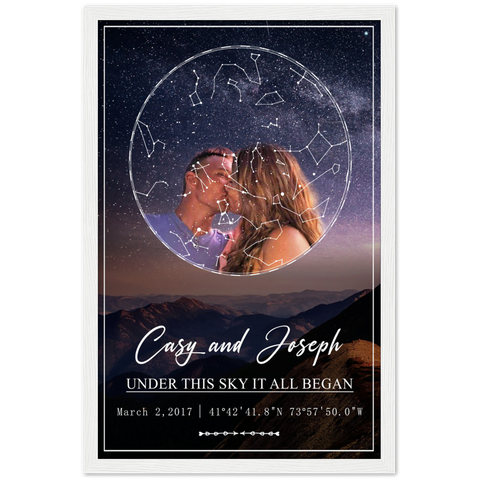 Star Map -- Casy and Joseph 3/02/2017 -- White framed 12x18 -- Gelato