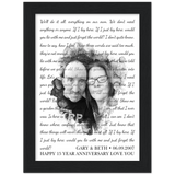 Lyrics -- Gary & Beth 06.09.2007 -- Black framed 6x8 -- Gelato