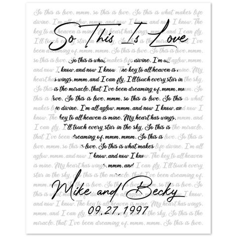 Gelato Poster 8x10 - So This is Love - Mike and Becky