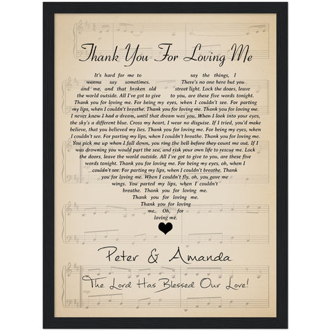 Gelato Matte Framed Poster 12x16 - Thank You For Loving Me - Peter & Amanda