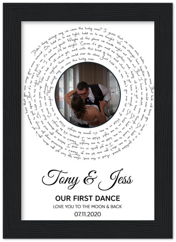 Vinyl poster -- Tony & Jess --  Black Framed 5”x7” -- gelato