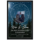 Star map -- Marc & Sam 29.04.20 -- Black framed 12x18 -- Gelato