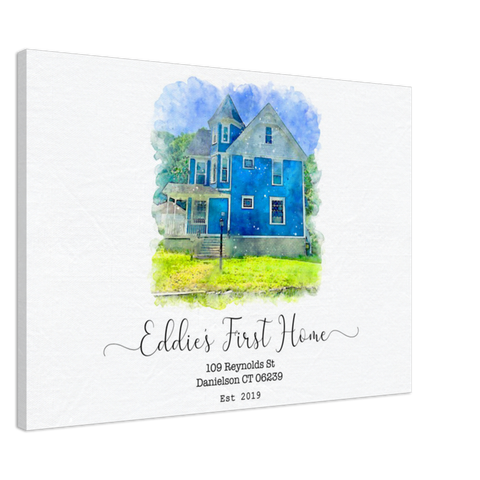 House Watercolour -- Canvas 28"x40" -- Eddie’s First Home