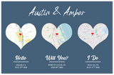 Map poster  -- Austin & Amber  -- 17x11 -- gelato