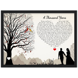Music Lyrics Song -- Black Framed  12”x16” -- A Thousand Years (Christina Perri (feat. Steve Kazee)