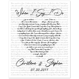 Music Lyrics Song -- Unframed  8''x10'' -- Christene & Stephen