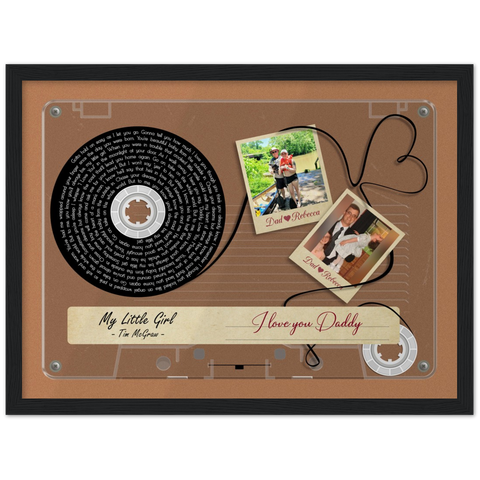 Cassettes-Tape Prints -- Black Framed poster/ 12”x16” -- Dad & Rebecca