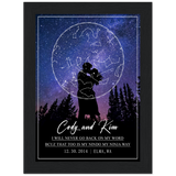 Star map -- Cody and Kim 12/30/2014 -- Black framed 6x8 -- Gelato