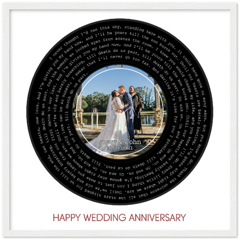 Song Record --  White Framed square/ 20''x20'' -- Josey & John 10/09/2021