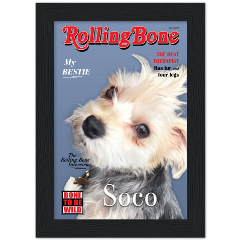 Dog poster -- Soco (style 4) -- Black framed 5x7 -- Gelato