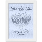 Lyrics -- Terry&Pam  7-18-2020 -- White frame 6x8 -- Gelato