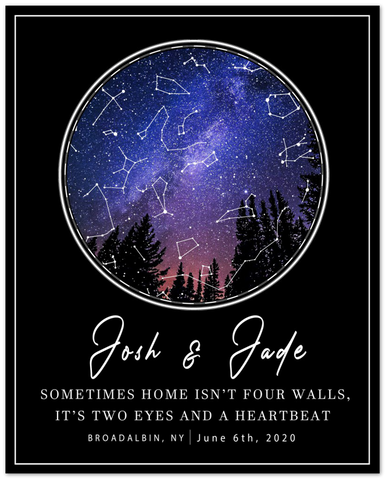 Star Maps -- Unframed  8''x10'' -- Josh & Jade