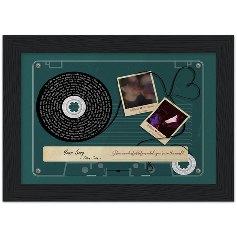 Cassettes-Tape Prints -- Black Framed poster / 5”x7” -- William & Breanna
