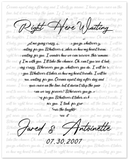 Music Lyrics Song -- Unframed 8''x10'' -- Jared & Antoinette