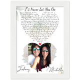 Music Lyrics Song -- White Framed 6”x8” -- Michelle & Johnny