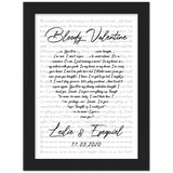 Music Lyrics Song -- Black Framed 6”x8” -- Leslie & Ezequiel