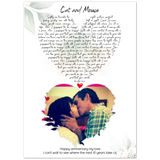 Music Lyrics Song --  Unframed 5''x 7'' -- Happy anniversary my love