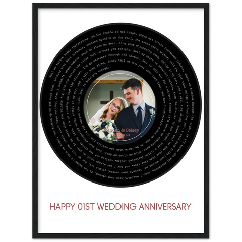 Song Record -- Black Framed poster/ 18”x24” -- Brendan & Celsey