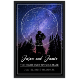 Star Map -- Jason and Jamie June 22, 2021 -- Black framed 12x18 -- Gelato