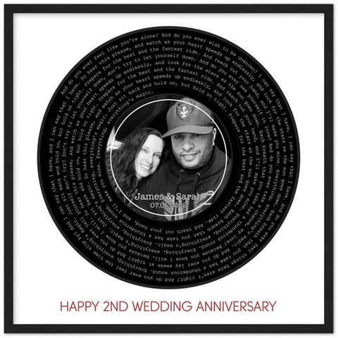 Song Record -- Black Framed square/ 20''x20'' -- James & Sarah 07.01.2022